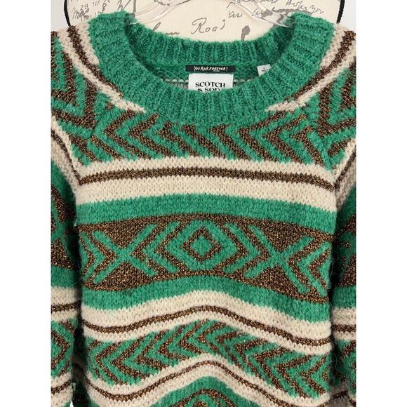 B20 Scotch & Soda Sweater Metallic Fair Isle Womens Small Folklore Swiftie Cozy - Picture 6 of 8